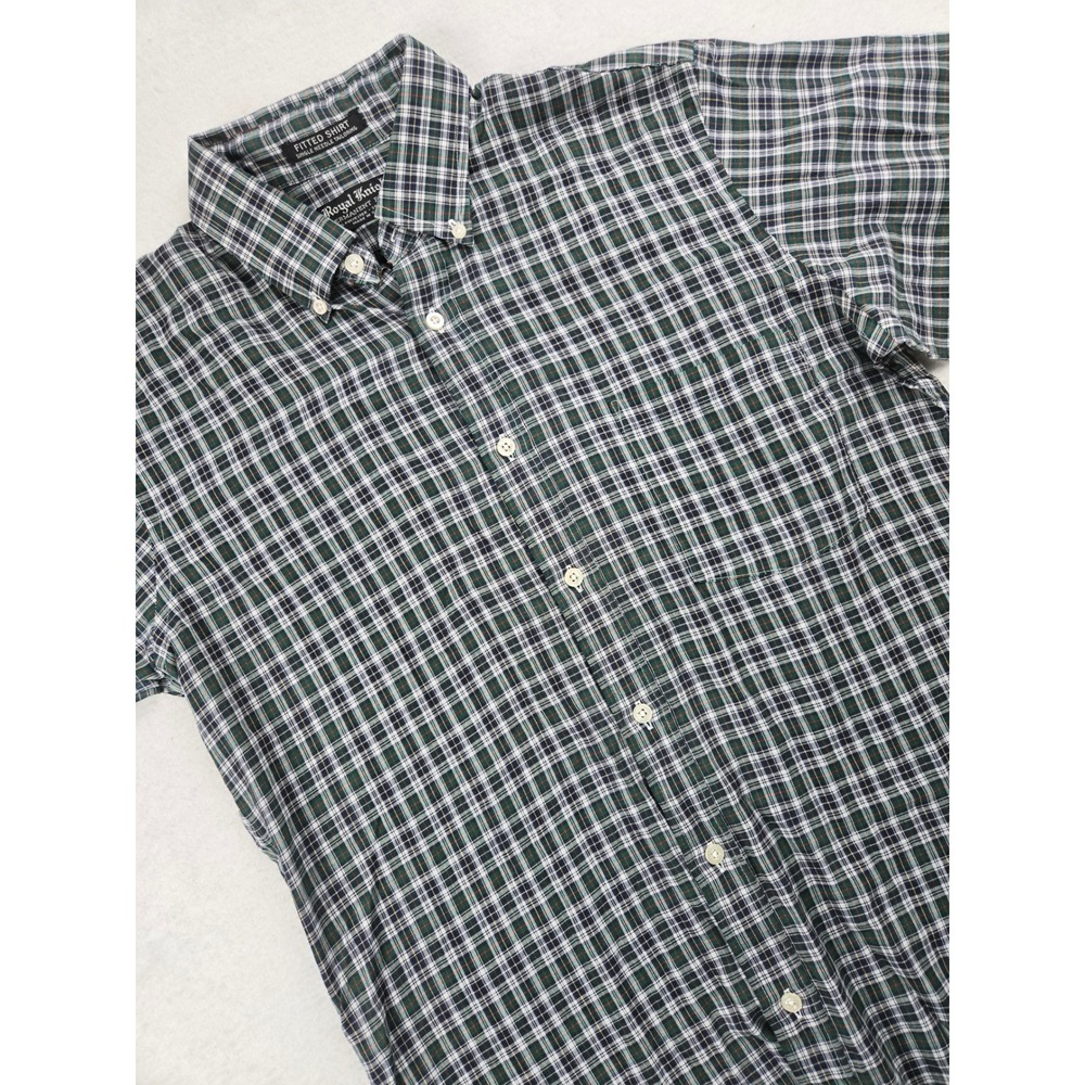 Royal Knight Mens Plaid Button Down Shirt 15‎ 1/2 34/35 Green Fitted Dress